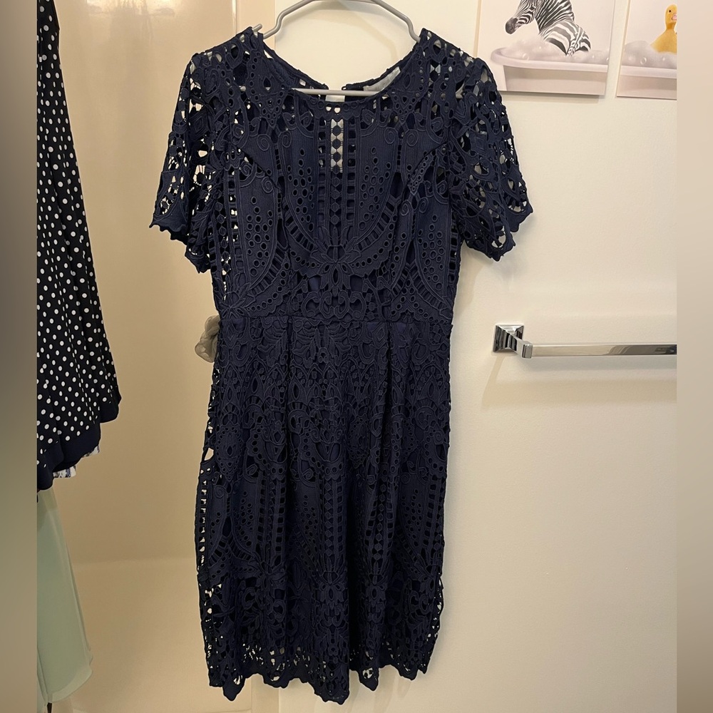 Elegant Navy Lace Dress